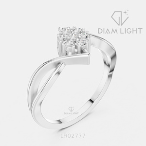 Bague de fiançailles en or blanc 14 carats avec diamant de laboratoire de 0,126 carat, couleur F+, clarté VS+, pavé rond, bague de fiançailles et de mariage certifiée IGI - Product Image 2