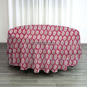 Mantel Redondo Floral Indio Tejido a Mano 100% Algodón Ecológico, Mantel Personalizado para Hogar y Hotel - Product Image 6