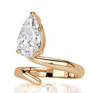 Bague de fiançailles pour femme en or massif 18 carats avec diamant rond, style classique - Product Image 1