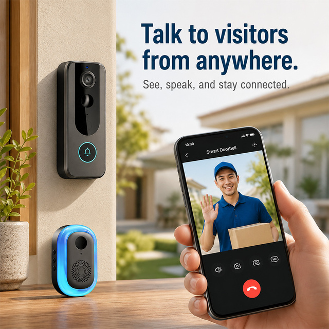 Smart Video Doorbell with Tuya App for Home Security and Remote Visitor Talk