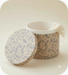 Ensemble de 4 boîtes de rangement rondes avec motif cachemire gris, boîtes gigognes - Product Image 5