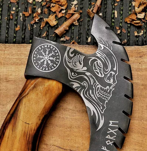 Hacha de Acero Inoxidable de Alta Calidad, Multiusos, con Mango de Madera de Diferentes Colores, Hacha Vikinga para Pizza con Funda de Cuero - Product Image 2
