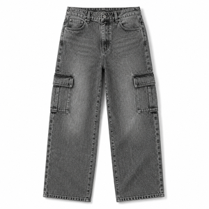 Jean Cargo Boyfriend Femme Taille Mi-Haute Coupe Ample Poches Utilitaires Denim Délavé Foncé/Clair Streetwear Baggy Pantalon Tendance Hiver - Product Image 5