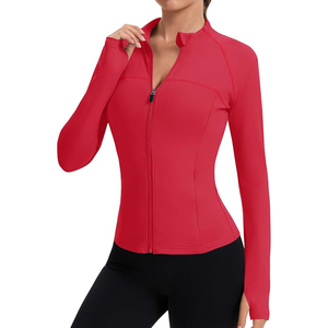 Yoga Jacket with Thumbholes <b>Women's</b> Long Sleeve Fitted Zip Up Cuffed Sleeves Workout Running Gym Outerwear - Product Image 1