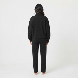 Ensemble de survêtement en molleton pour femme avec logo personnalisé, vêtements de sport pour femme, ensemble deux pièces, sweat-shirt à fermeture éclair, pantalon de survêtement, ensemble de survêtement noir, ensemble de sweat-shirt à capuche - Product Image 2