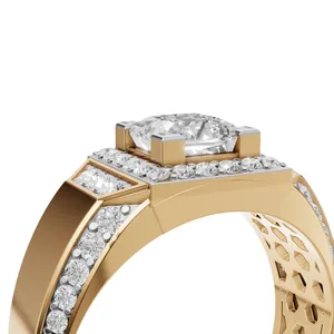 Anillo de Diamantes para Hombre Royal Frame en Oro Amarillo de 18K, Corte Redondo y Princesa, con Certificado IGI y Claridad VVS, en Venta - Product Image 4