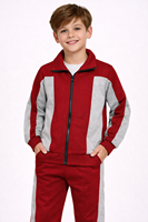 Ensemble de survêtement pour enfants de qualité supérieure, rouge et gris, en tissu molletonné doux et respirant pour un confort optimal toute la journée