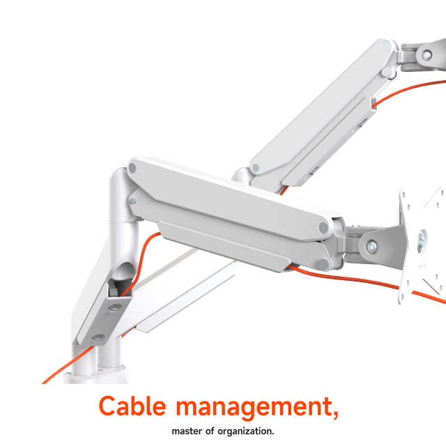 AUKI White Heavy Duty Dual Monitor Arm 17-49 Inch Gas Spring VESA Desk Mount OEM ODM CE RoHS Certified