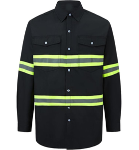 เสื้อเชิ้ตทำงานผู้ชายแบบ unisex ป้องกันลม มองเห็นได้ชัดเจน แขนสั้น แถบสะท้อนแสง ผ้าฝ้าย ชุดยูนิฟอร์มนิรภัย - Product Image 5