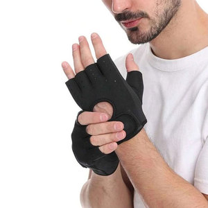 Gants mi-doigts avec fermeture auto-agrippante, en maille respirante, pour hommes, pour le fitness estival - Product Image 1