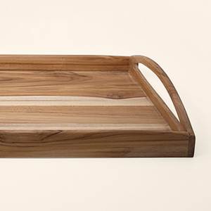 Bol à salade rectangulaire en bois ondulé rustique, poli, motif grain naturel Wabi Sabi, assiette décorative classique pour mariage, écologique - Product Image 3