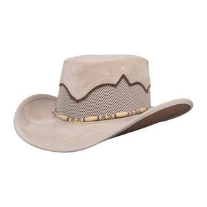 Sombrero Outback de Fieltro Beige Claro con Detalle de Corona Bordada, Sombrero Fedora Occidental de Ala Ancha para Hombre y Mujer - Product Image 2