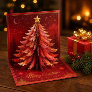 Carte de vœux de Noël 3D personnalisée en papier, carte de message de fêtes, carte de Noël, cadeau de Noël - Product Image 2