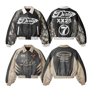 Unisex <b>Winter</b> Canvas Streetwear Polyester Windproof Bomber Jacket Manufacturer Custom Embroidered Chenille Patch Zippered - Product Image 1