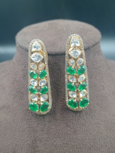 Boucles d'oreilles clous de luxe en argent avec diamants taille poire et émeraudes, motif floral, bijoux pour femme, cadeau de mariage ou de fête - Product Image 2