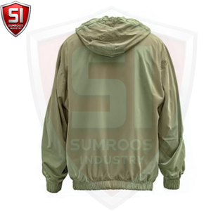Blouson bomber à capuche pour homme, léger, en polyester, coupe-vent, décontracté, vêtement d'extérieur pour l'automne, avec poches, fermeture éclair, couleur unie - Product Image 5