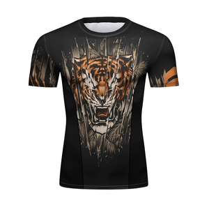 Men’s MMA Rash Guard Short Sleeve <b>Compression</b> <b>Shirt</b> BJJ Grappling Training Quick Dry Athletic Gym Sportswear Top - Product Image 1