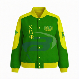 เสื้อแจ็คเก็ตผ้าทวิลล์คอตตอนสไตล์นักแข่งของชมรมชีเอต้าฟี พร้อมโลโก้แบบกำหนดเอง เสื้อผ้าสไตล์กรีก คอตั้ง และเสื้อแจ็คเก็ตนักแข่งแบบคัลเลอร์บล็อก - Product Image 2