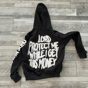 Rhinestone zip <b>up</b> hoodie streetwear for brands cotton fleece custom oversized low moq - Product Image 4