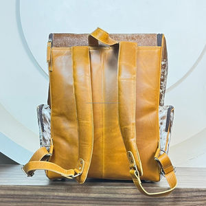 Nouveau véritable cheveux faits à la main sur cacher cuir de vachette sac à dos pour ordinateur portable rétro véritable cuir de vachette Vintage unisexe décontracté travail sac à dos - Product Image 5