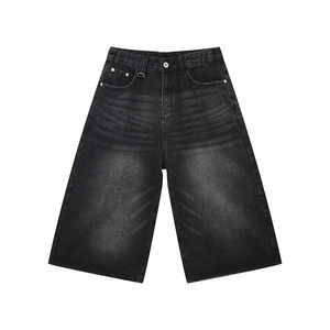 Shorts de Mezclilla de Cintura Alta para Hombre, Casuales, de Algodón Lavado, Secado Rápido, Cintura Elástica, 180g - Product Image 3