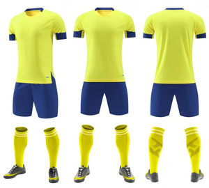 Tenue de football 100% polyester, maillot de foot respirant à séchage rapide en tissu mesh, manches courtes, uni ou imprimé - Product Image 5