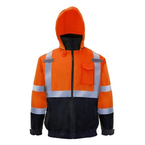 Veste de travail réfléchissante haute visibilité orange et noire, durable, légère, doublure amovible, imperméable, uniforme de sécurité - Product Image 1