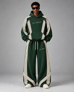 Conjunto Deportivo Sam Tactical con Sudadera Verde a Rayas, Unisex, Estilo Urbano, Pantalones con Cordón Ajustable, Corte Holgado, Otoño, OEM para Adultos - Product Image 2