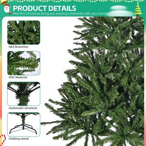 Albero di Natale Artificiale Premium in Abete con Cerniere, 1,37 m, 663 Punte e Supporto in Metallo, Decorazione Natalizia per Interni - Product Image 4