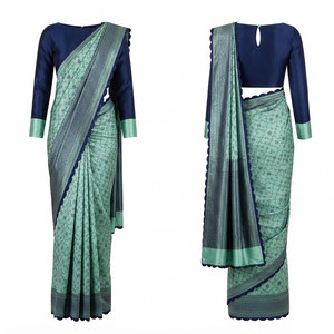 Sari de luxe pour femme, robe drapée traditionnelle de créateur, broderie ethnique, tenue pour occasions spéciales, mariage, festival, célébration - Product Image 1