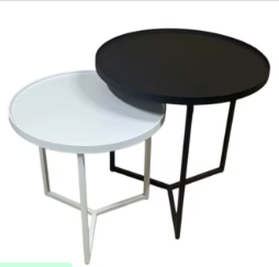Mesa de Centro Moderna Minimalista con Tapa de Vidrio Templado y Estructura Metálica en Blanco y Negro para Sala de Estar - Product Image 1