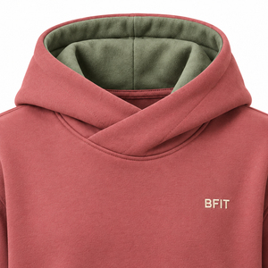 เสื้อฮู้ดฟลีซคอไขว้ BFIT พรีเมียม พร้อมกระเป๋าโค้งและโลโก้ปัก - Product Image 2