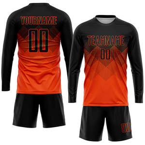 Custom Men's Soccer Jersey Black Orange Sublimated Moisture Wicking Crew Neck Short Sleeve <b>Athletic</b> Fit Team Name Print - Product Image 3