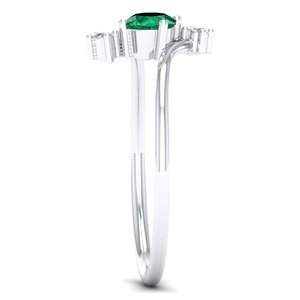 REYES Wholesale Price 14K Solid Gold Moissanite Engagement Ring Handcrafted Oval Cut 0.35Ct Emerald Gemstone Jewelry For Women - Product Image 3