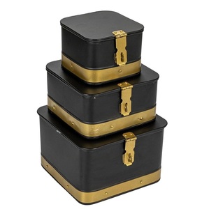 Long Gold Metal Storage <b>Box</b> Set of 3 Rectangular Decorative Trunks with <b>Locking</b> Latches Matte Brass Finish Document & Utility - Product Image 5