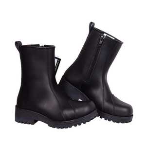 Black PU <b>Leather</b> Children's Unisex Motorcycle <b>Jacket</b> Side Zipper Waterproof Anti-Slip <b>Winter</b> Outdoor Shoes - Product Image 3