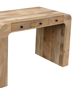 โต๊ะคอมพิวเตอร์ไม้จริงสไตล์ใหม่ปี 2026 พร้อมลิ้นชัก 3 ช่อง ดีไซน์มินิมอลสีครีม สำหรับห้องนอน แล็ปท็อป และโฮมออฟฟิศ - Product Image 3