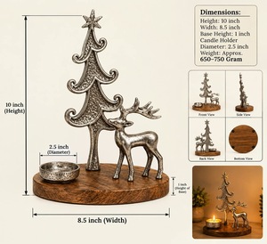ที่วางเทียนรูปต้นคริสต์มาสและกวาง ฐานไม้ ตกแต่งบ้าน - Product Image 4