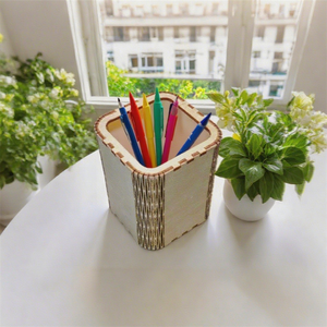 Multifunctional Eco-Friendly Wooden Pen Holder Hexagonal <b>Desk</b> Office Decor Engraved Carving Wood Crafts Wooden Boxes <b>Wall</b> Signs - Product Image 2