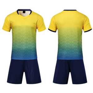 Conjunto de Camiseta de Fútbol para Hombre con Degradado Amarillo y Azul, Cuello en V, Manga Corta, Absorbe la Humedad, Uniforme Sublimado, Ropa Deportiva de Verano para Adultos - Product Image 1