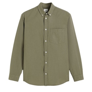 Calidad Premium Drop Shoulder 100% algodón sobre el tamaño OEM y ODM marca personalizada manga completa sólido precio al por mayor camisas para hombres - Product Image 1