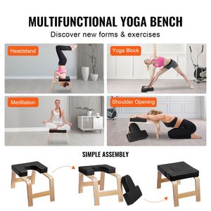 Sedia per Inversione Yoga con Telaio in Legno e Imbottitura in PU, Capacità 300 Libbre, Attrezzo per Allenamento e Supporto per Yoga - Product Image 5