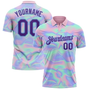 Wholesale Direct industry Custom Black Purple-Pink 3D Magic <b>Mushrooms</b> Psychedelic Hallucination Performance Golf Polo <b>Shirt</b> - Product Image 3