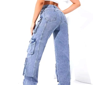 Pantalones Vaqueros Anchos de Mujer Estilo Cargo con Múltiples Bolsillos, Tallas Grandes, Lavados, Transpirables, con 6 Bolsillos - Product Image 3