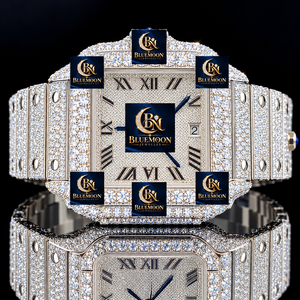 Reloj de Lujo Blue Moon, Estilo Hip Hop, Cuadrado, Bisel con Diamantes, Acero Inoxidable, Cristal de Zafiro, 42mm, Analógico, Fecha, GPS, Alarma - Product Image 4