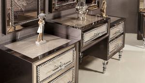 Ensemble de chambre à coucher de luxe moderne en teck massif, style mi-siècle, adapté aux appartements, avec lit king size et tables de chevet miroir, Grand modèle - Product Image 6