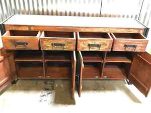 <b>RUSTIC</b> INDUSTRIAL LONG MANGO WOOD <b>SIDEBOARD</b>-Eco-Friendly Durable Handmade Storage Furniture - Product Image 5