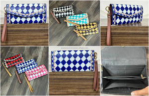 Cartera de Mujer de Cuero a Cuadros Hecha a Mano, de Moda, Venta Caliente 2026, Cartera de Cuero Genuino de Lujo Popular con Correa de Muñeca Desmontable - Product Image 3