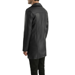 Manteau long en cuir pour homme, style Neo Matrix, marron clair, veste en cuir véritable et coque personnalisée - Product Image 4