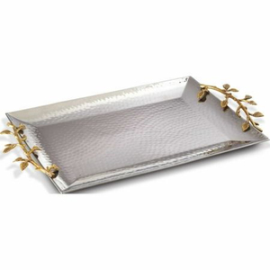Elegant Design Decorative Tray Stainless Steel Oval Shape Tray With Butterfly Ginkgo Gold Handle Food Snacks Sweet Serving Tray - Product Image 4